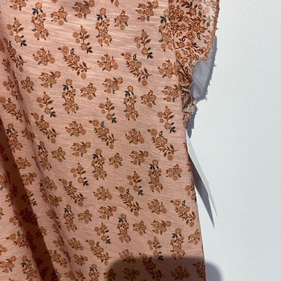 DR2 Women's Butterfly Short Sleeves Ditsy Floral V-Neck Top Brown/ Tan XS NWT - Picture 4 of 10